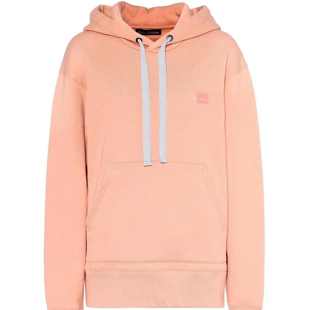 Acne Studios Ferris Face Cotton Hoodie - Salmon Pink - Picture 1 of 4
